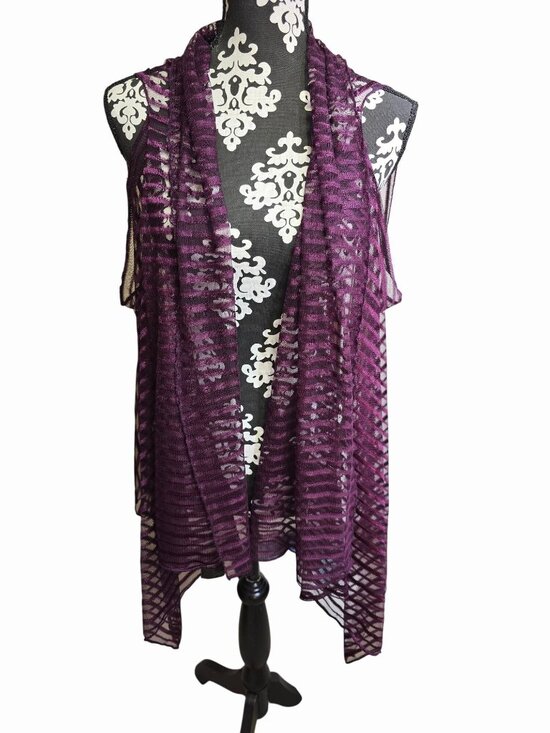 Sweaters - Sheer Purple Open Front Lightweight Sleeveless Cardigan Vest Large Whimsigoth